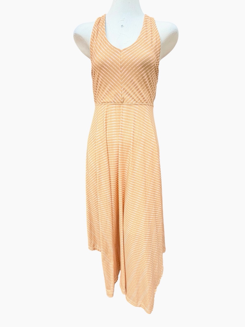 prAna Saxon Dress NWOT Size Large Peach Pink Stripe Open Back Maxi Dress